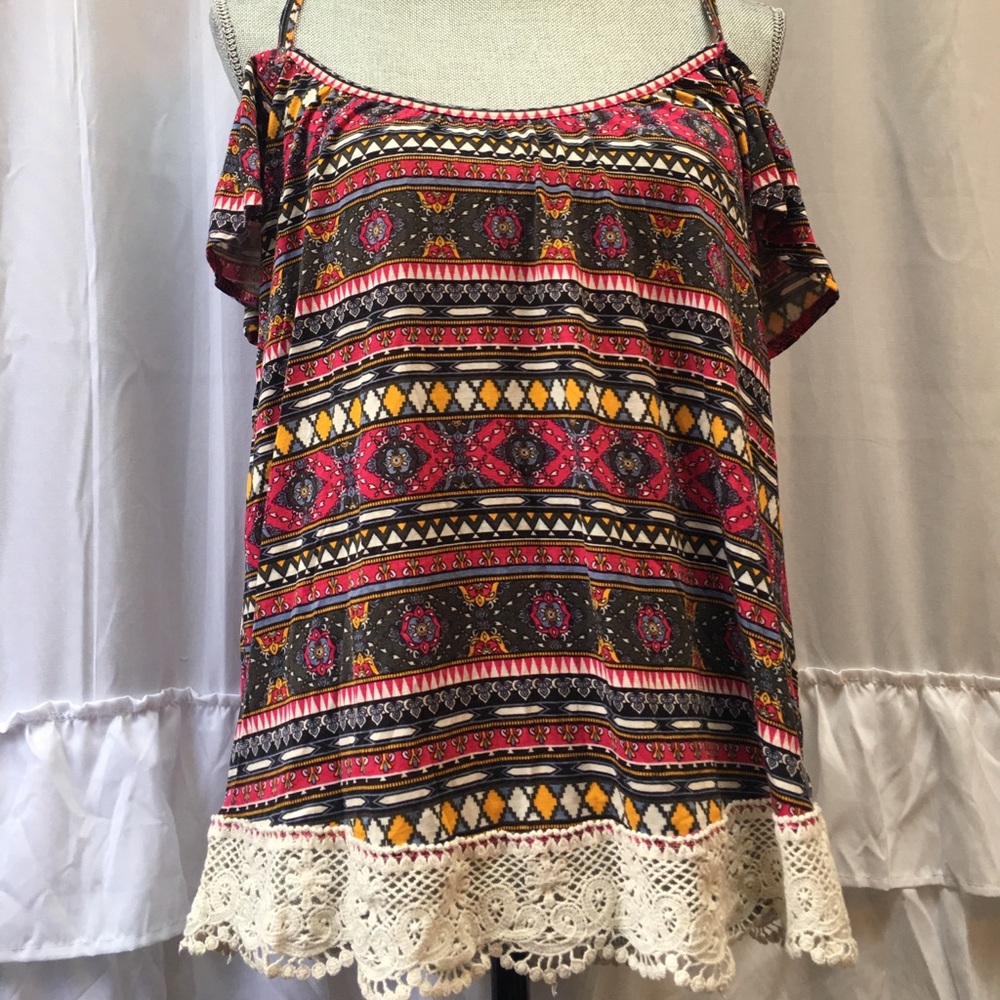 LA Hearts open shoulder top